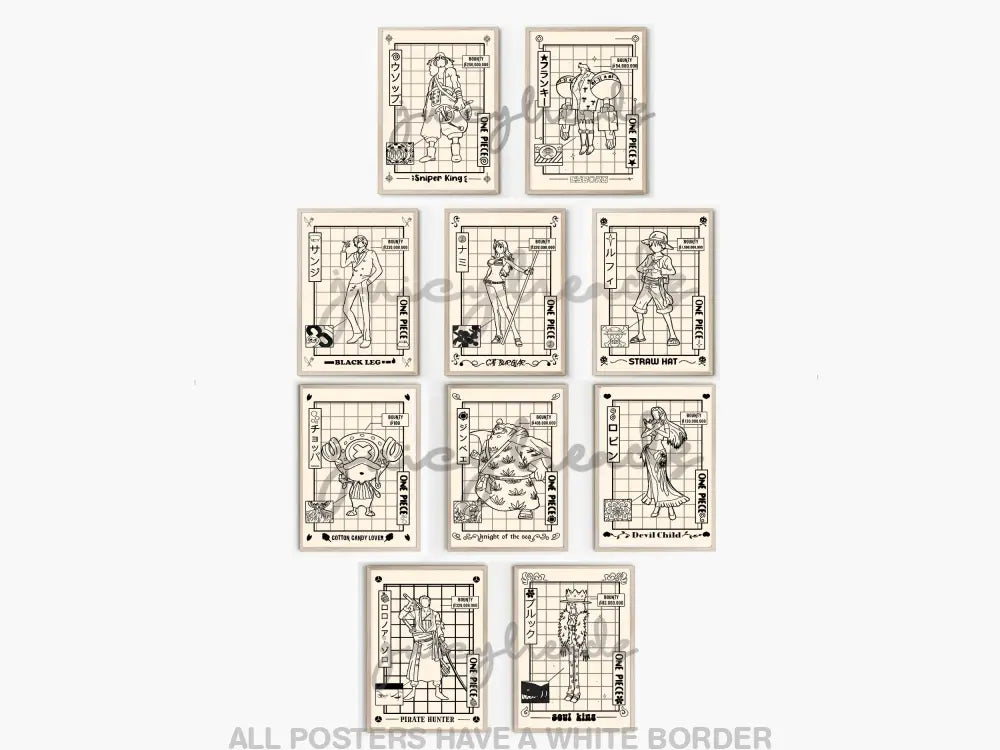 Cream & Black Crewmate Posters 4X6 / All 10 Prints Visual Artwork