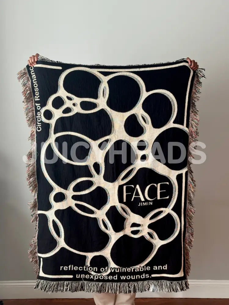 Face Woven Blanket *Pre-Order* (Please Read Description Before Buying) Black 37 X 52 (Size 1)