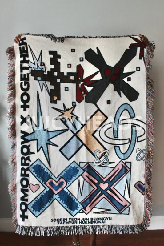Txt Woven Blanket *Pre-Order* (Please Read Description Before Buying) Colorful 37 X 52 (Size 1)