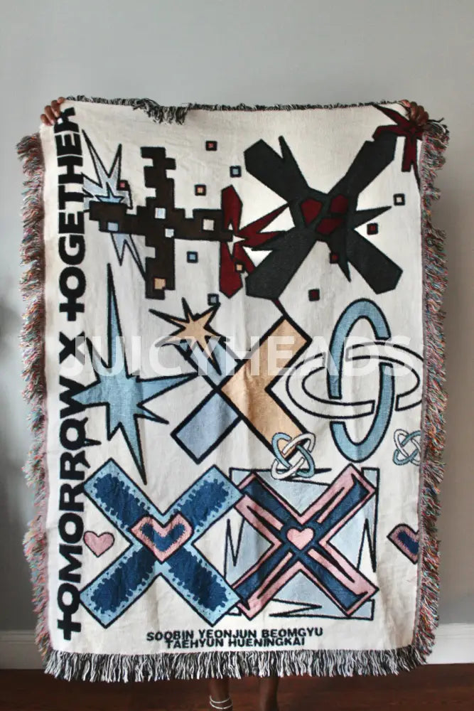 Txt Woven Blanket *Pre-Order* (Please Read Description Before Buying) Colorful 37 X 52 (Size 1)