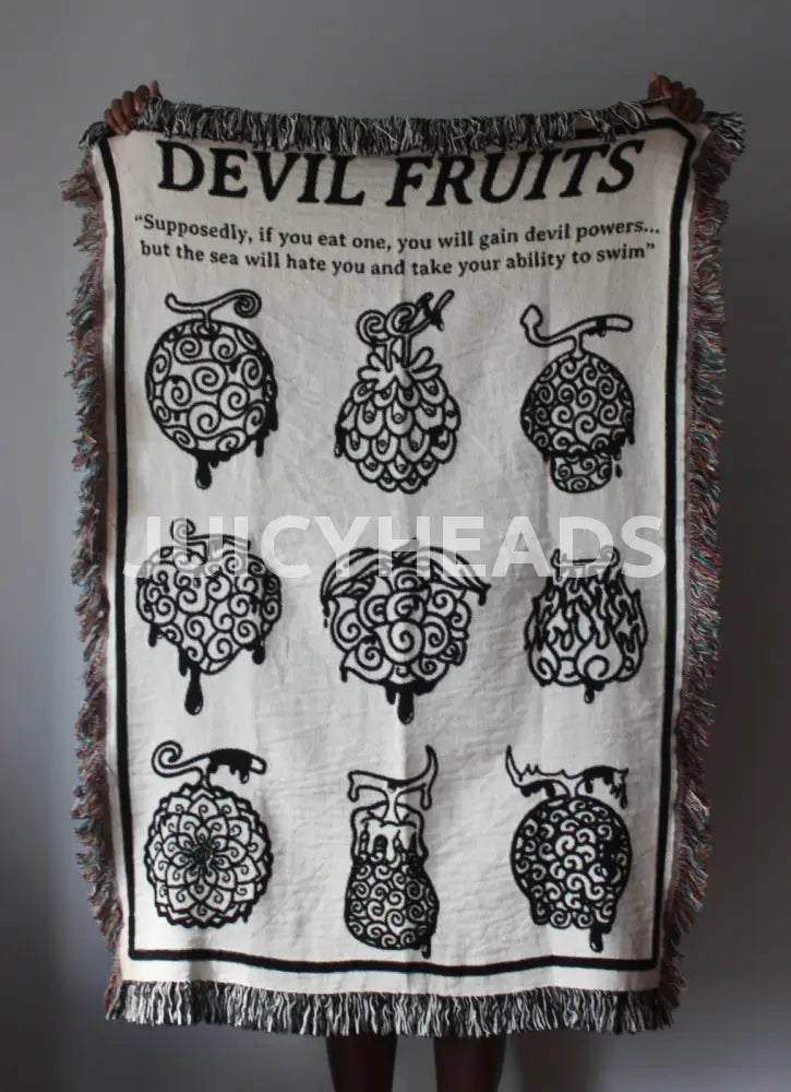 Woven Devil Fruit Blanket *Pre-Order* (Please Read Description Before Buying) Black 37 X 52 (Size 1)