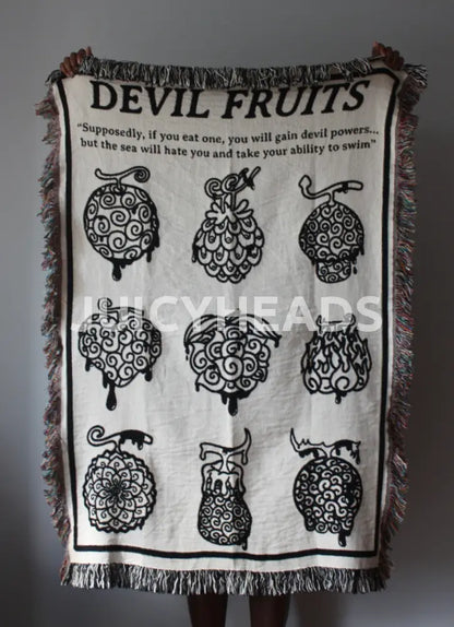 Woven Devil Fruit Blanket *Pre-Order* (Please Read Description Before Buying) Black 37 X 52 (Size 1)