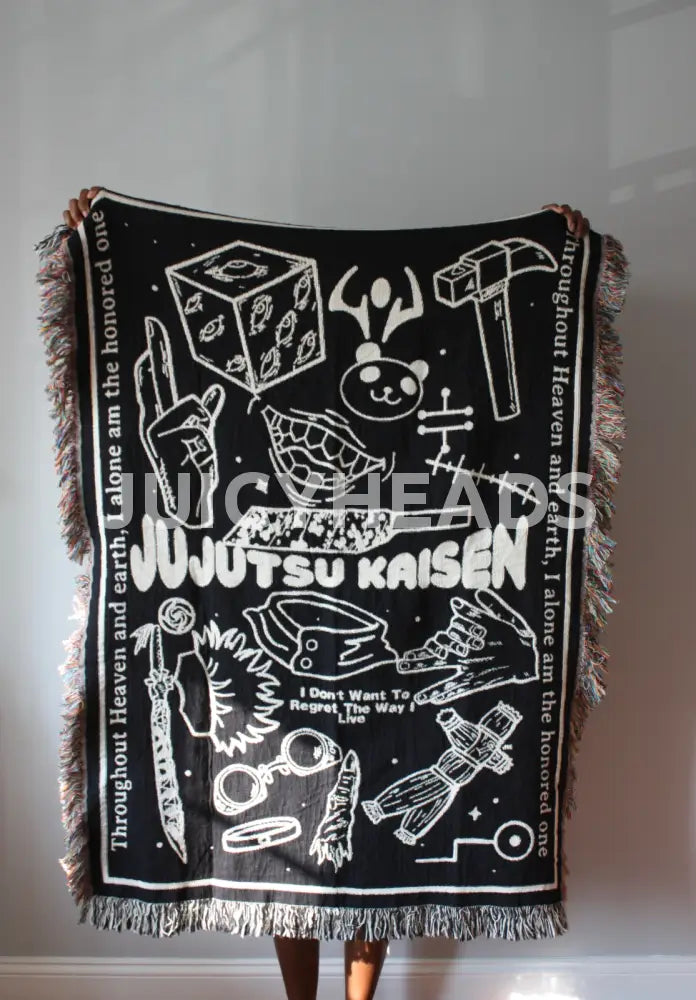 Woven Jjk Blanket *Pre-Order* (Please Read Description Before Buying) Black 37 X 52 (Size 1)