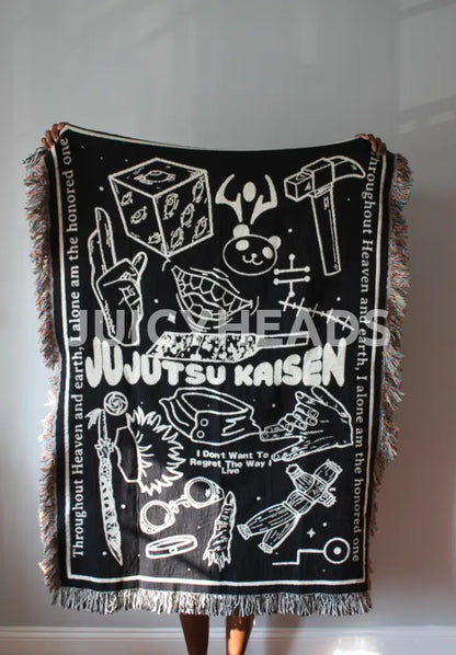 Woven Jjk Blanket *Pre-Order* (Please Read Description Before Buying) Black 37 X 52 (Size 1)