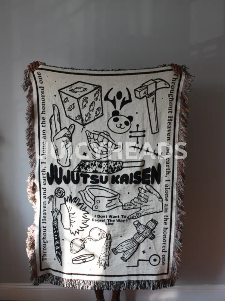 Woven Jjk Blanket *Pre-Order* (Please Read Description Before Buying) White 37 X 52 (Size 1)